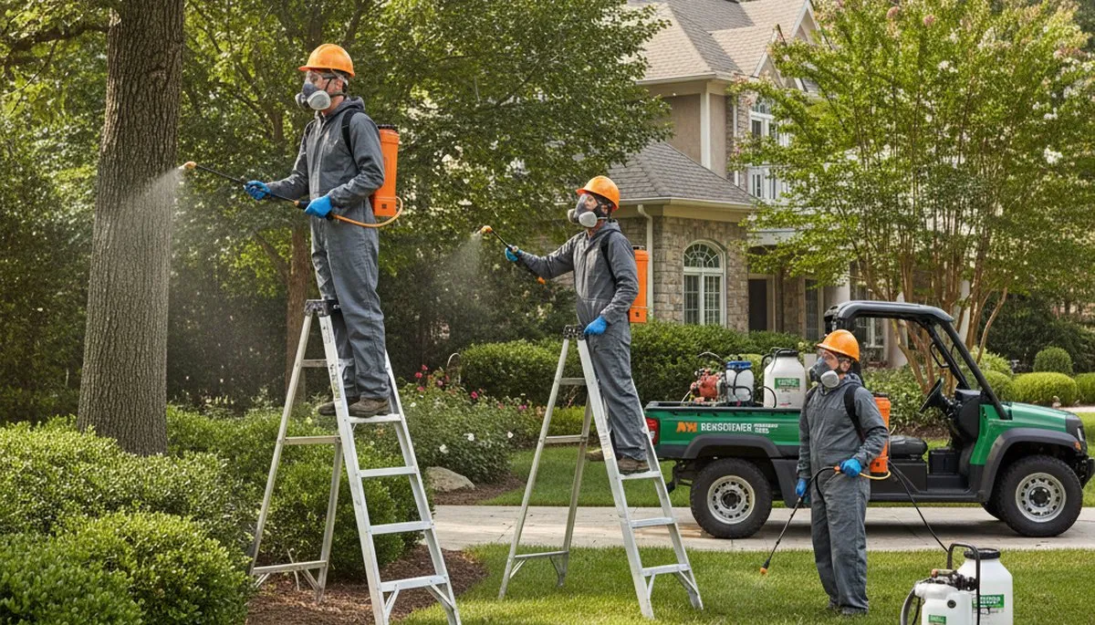 Arbor Tree Care technician providing tick control service on a Boston, MA property