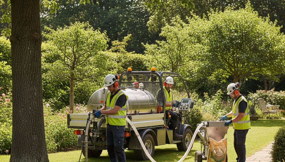 Tree care specialist fertilizing a Boston, MA tree for healthier growth