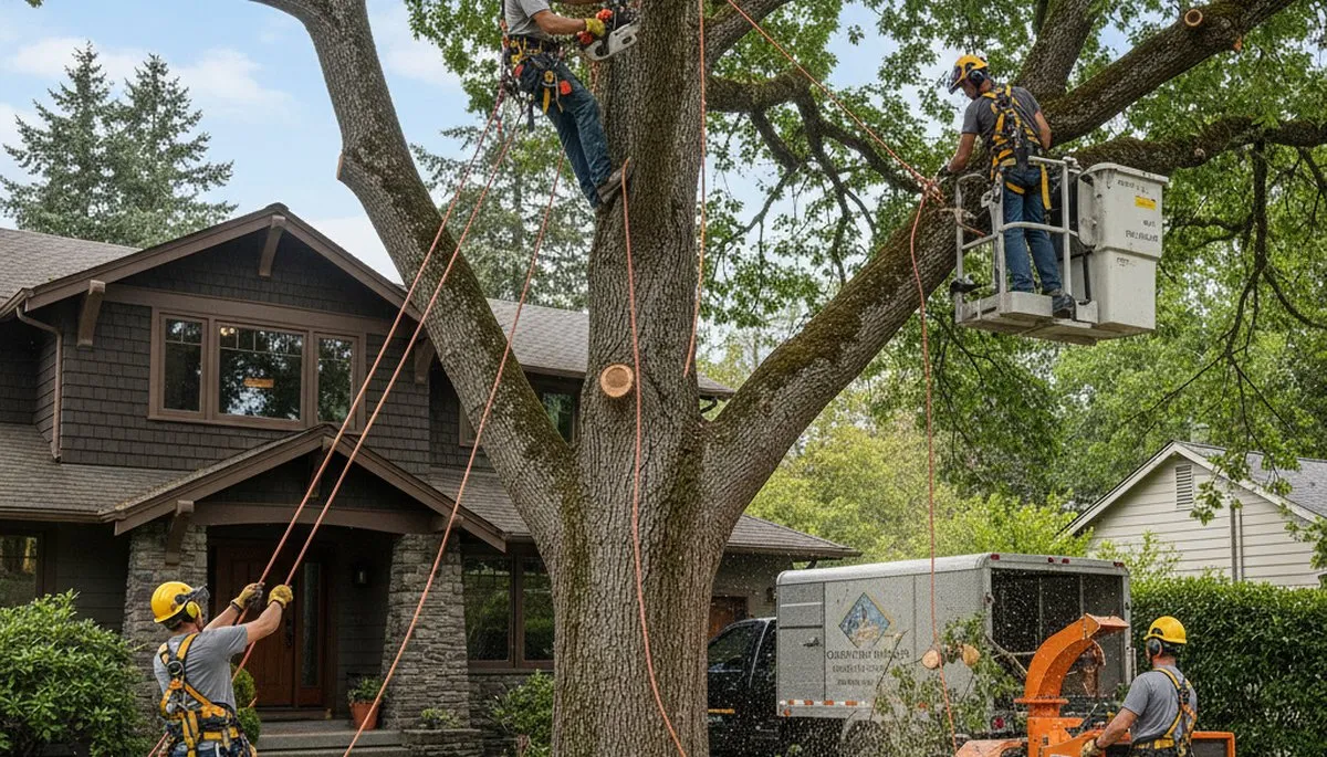 Boston MA tree service crew providing professional tree removal and pruning for homeowners