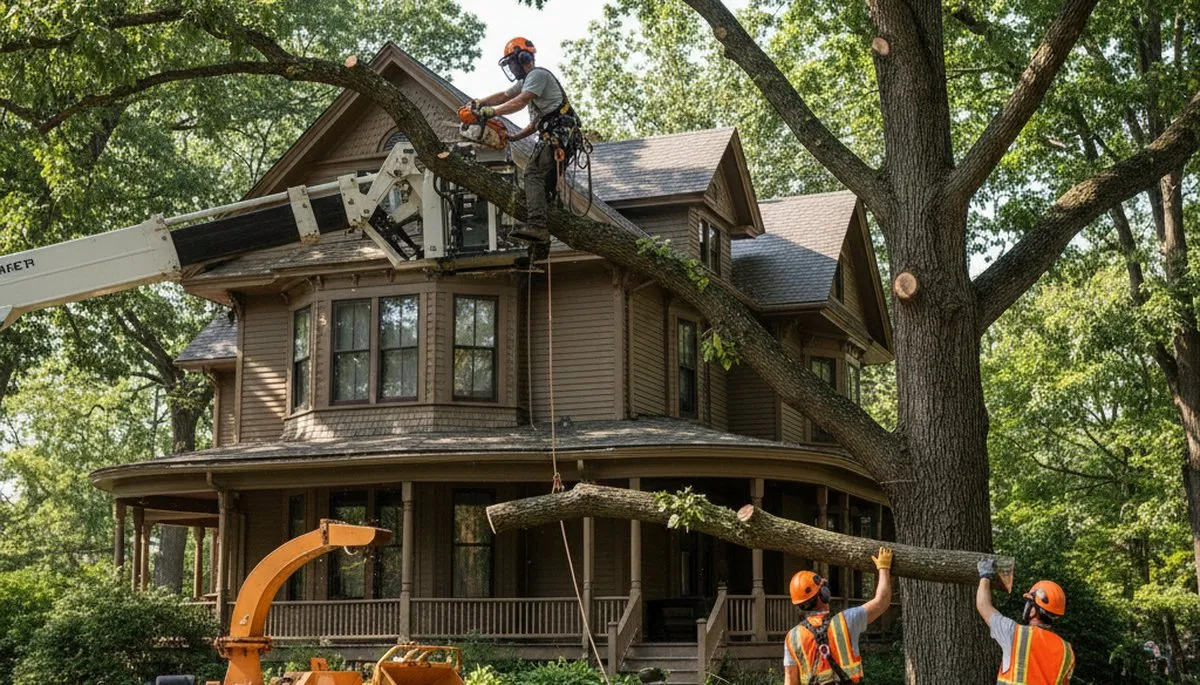 Tree service crew removing a tree in Boston, MA for Arbor Tree Removal Boston
